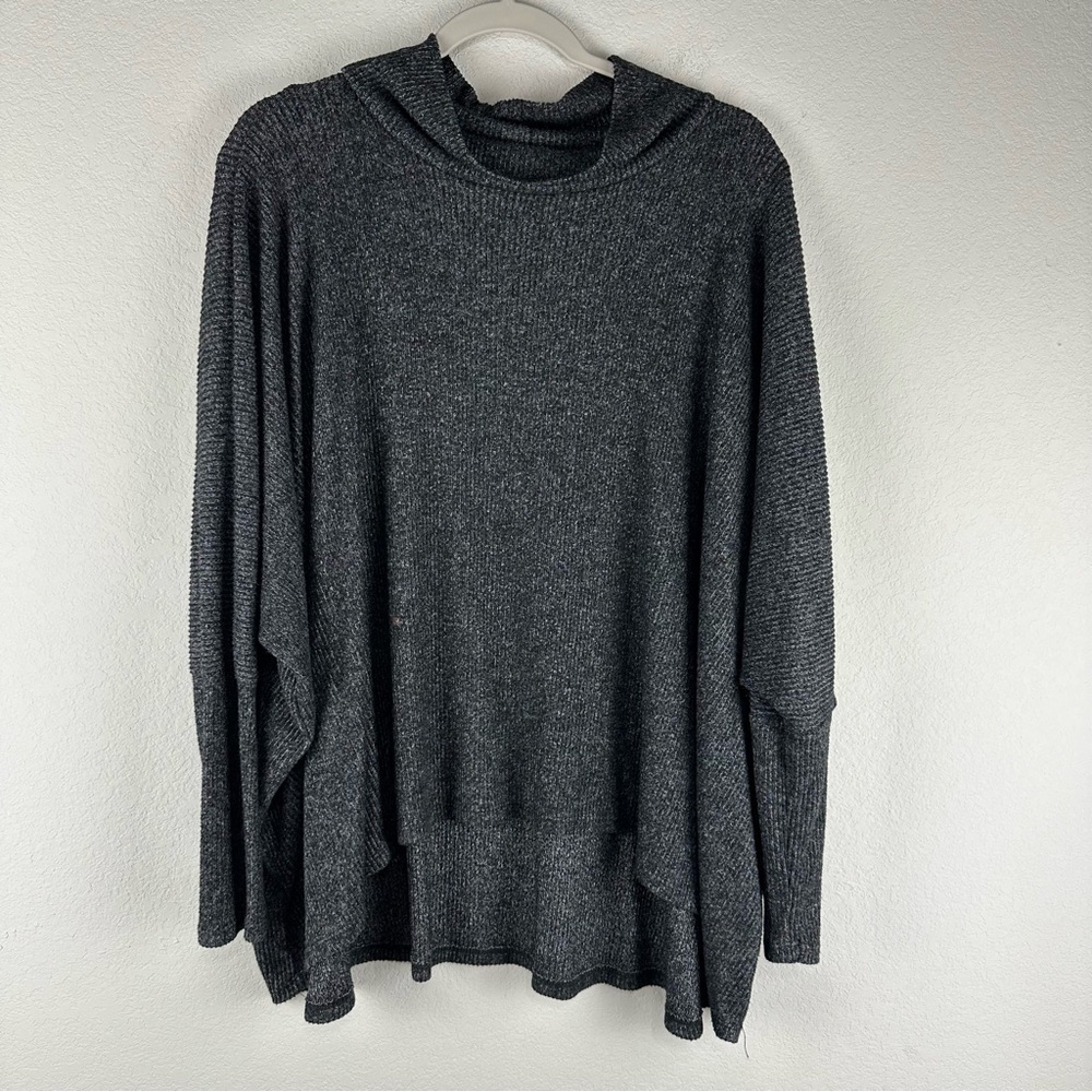 Amadi Dark Gray Cowl Neck Casual Minimalist Poncho Sweater Size Medium
